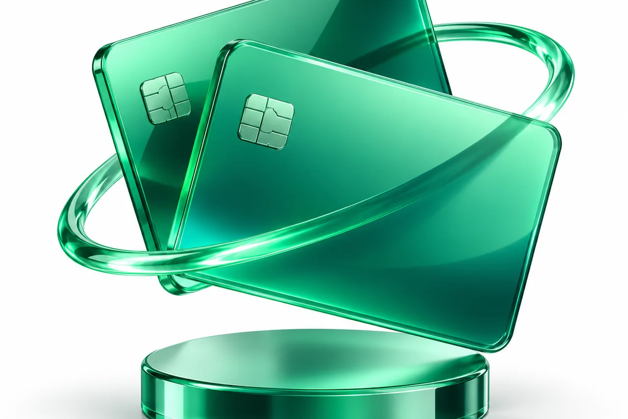Two emerald glass credit cards representing a duplicate ChatGPT charge