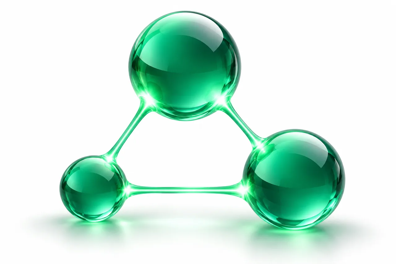 ChatGPT team purchase illustration: three emerald glass orbs in a balanced triangle connected by glowing emerald lines